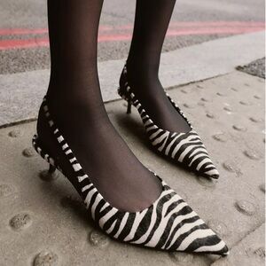 ZARA - Zebra Print Ponyhair Kitten Heels